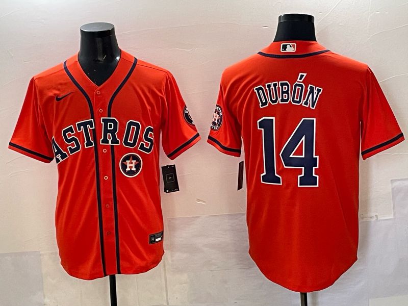Men 2025 Houston Astros #14 Dubon Orange Nike MLB Jersey 06